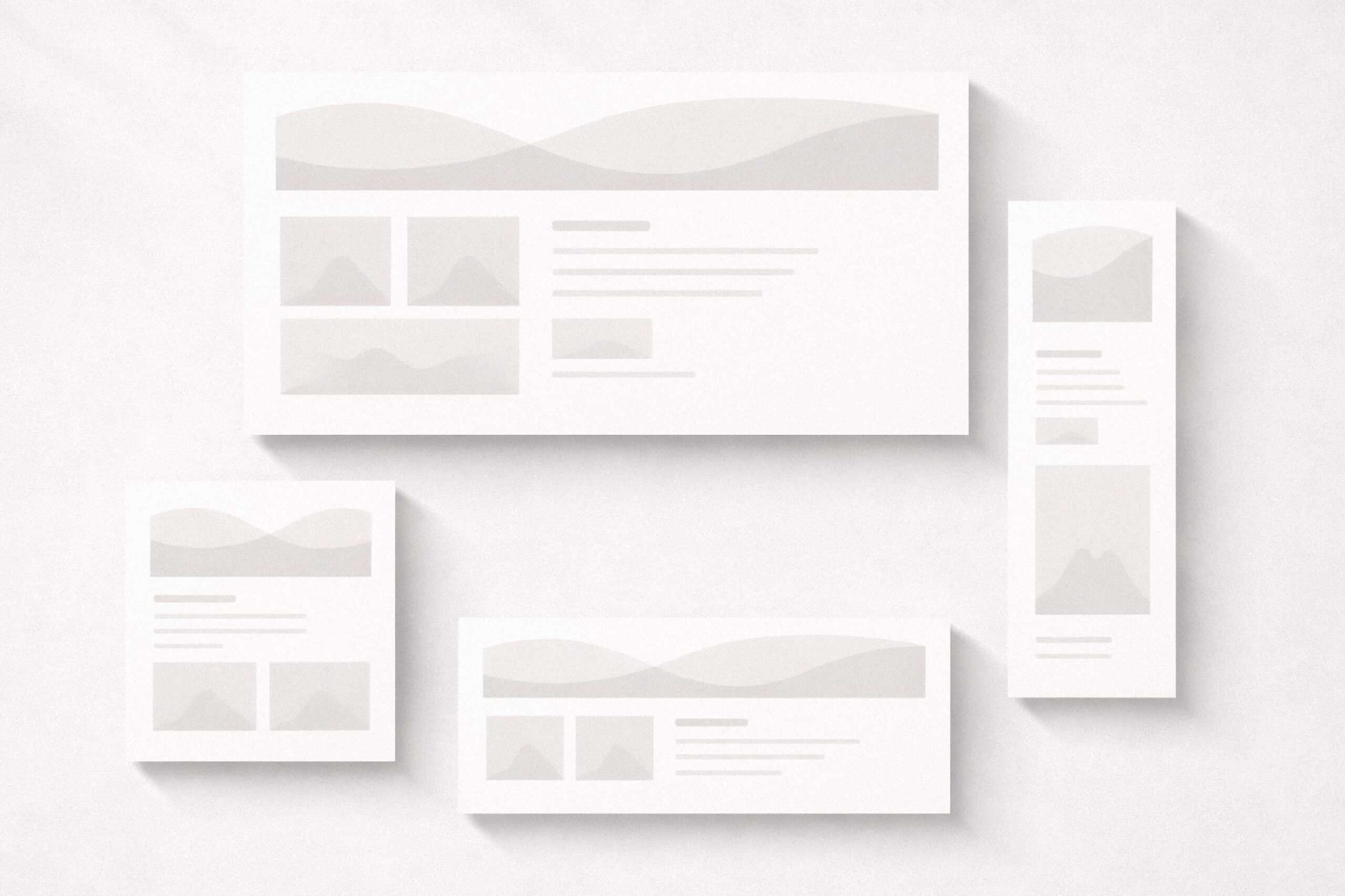 Campaign content system adapted across square, vertical, and landscape formats within a neutral editorial layout.