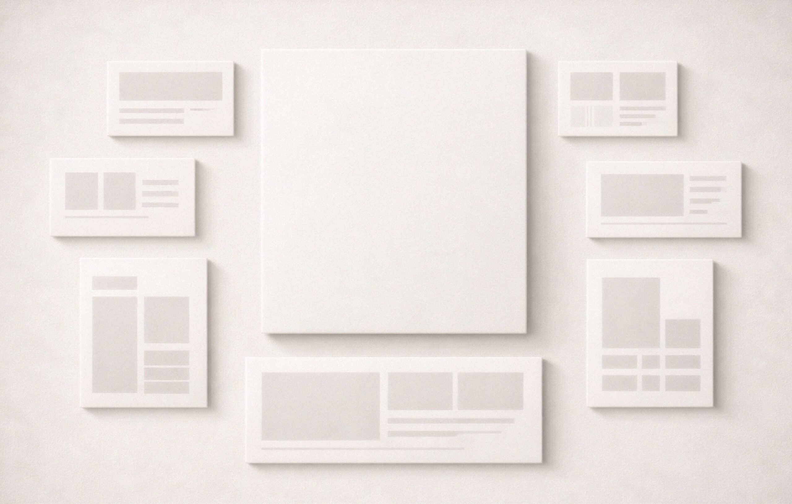 Structured visual system showing AI-assisted creative outputs organised through consistent design frameworks