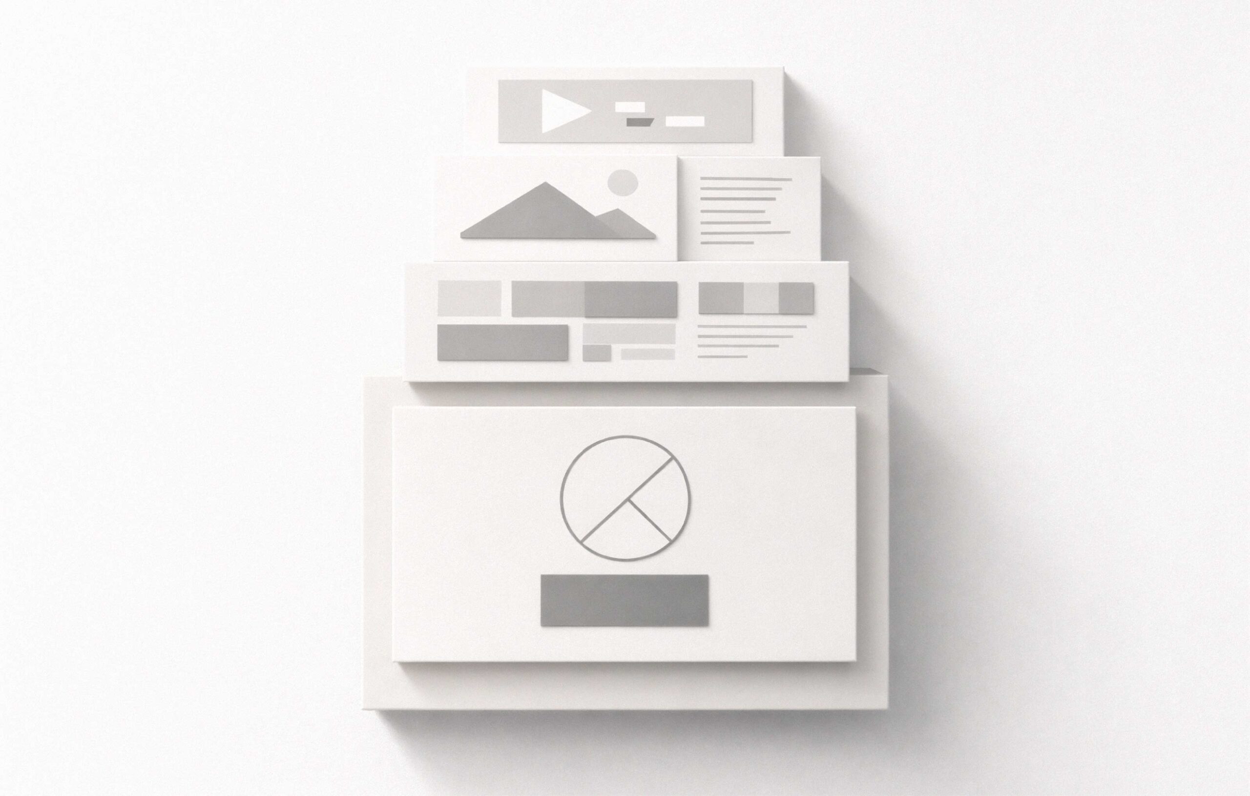 Structured brand system development shown as layered modular panels in architectural space