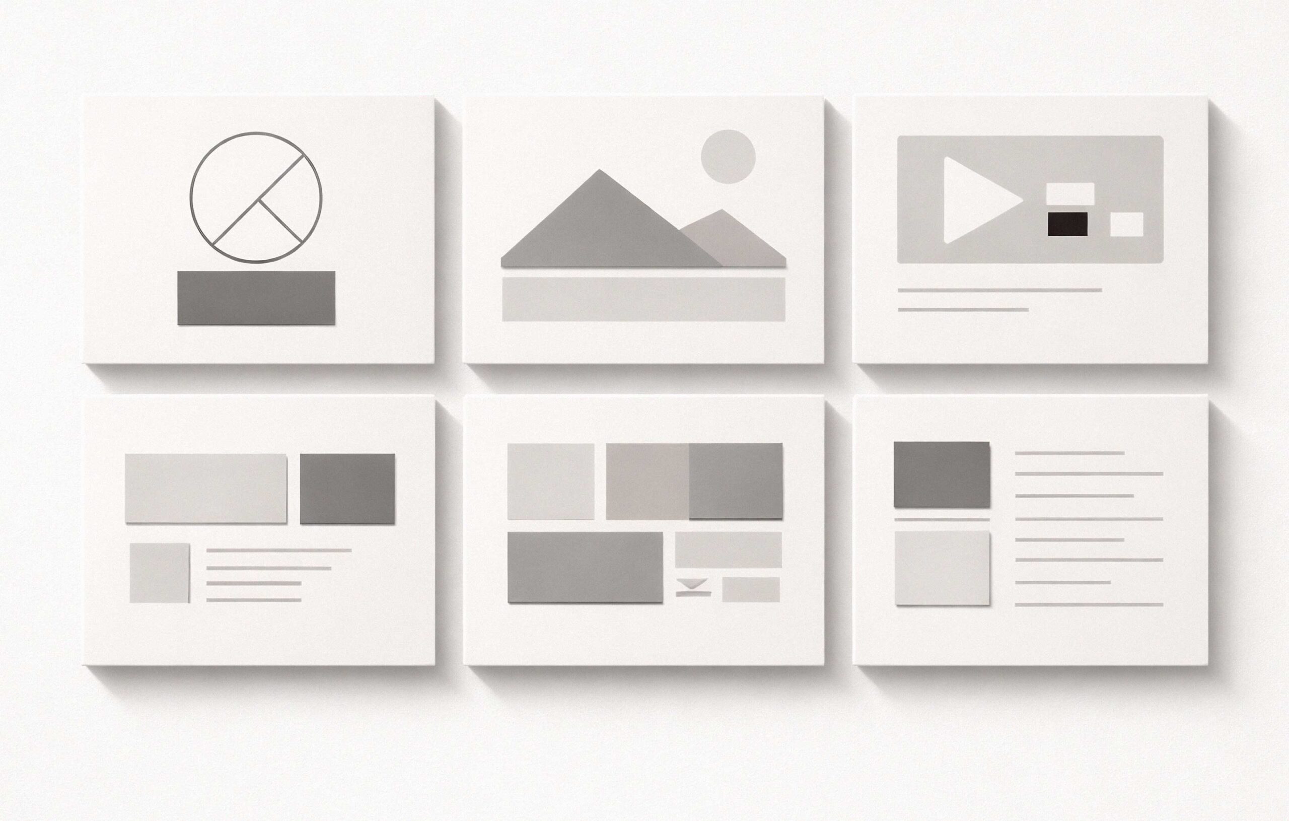 Modular brand system components including identity, imagery, motion, and digital foundations arranged as a unified structure